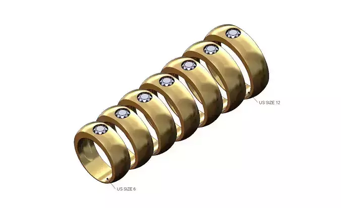 Bezel set 5mm diamond cigar rounded band US sizes 6to12