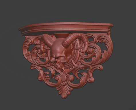 Skull Shelf Gothic Halloween Bookcase Sculpture 3D print model_2