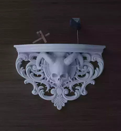 Skull Shelf Gothic Halloween Bookcase Sculpture 3D print model