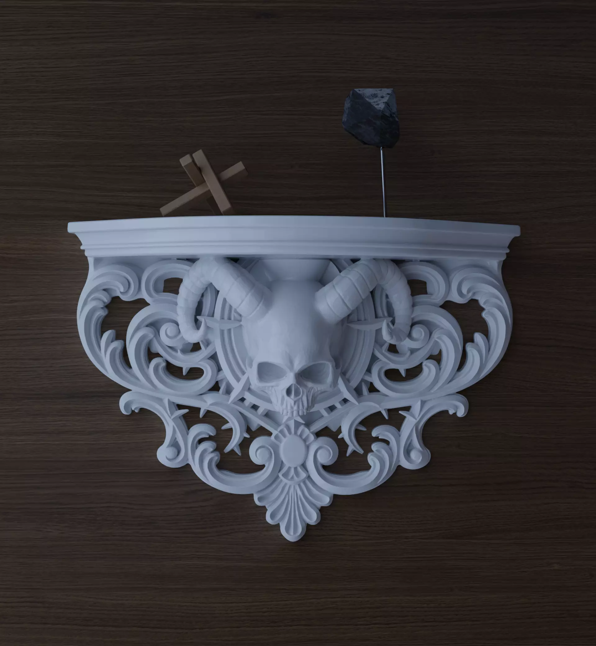 Skull Shelf Gothic Halloween Bookcase Sculpture 3D print model_0