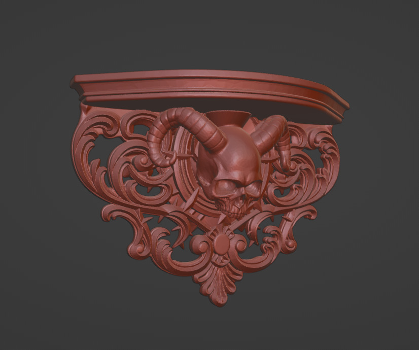 Skull Shelf Gothic Halloween Bookcase Sculpture 3D print model_1