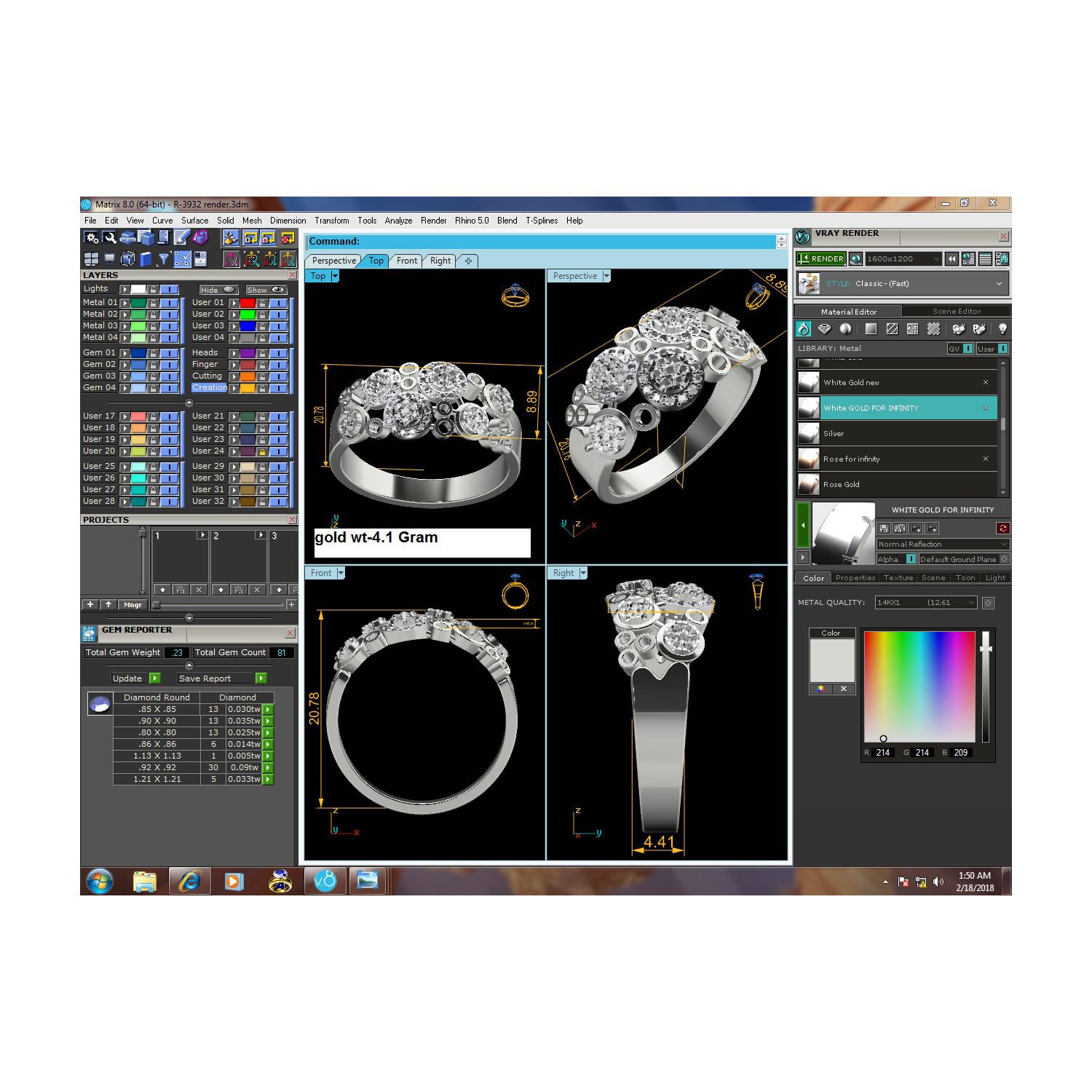 Women Ring Render 3dm STL MTL SLC JCD OBJ FBX Details 3D print model_22