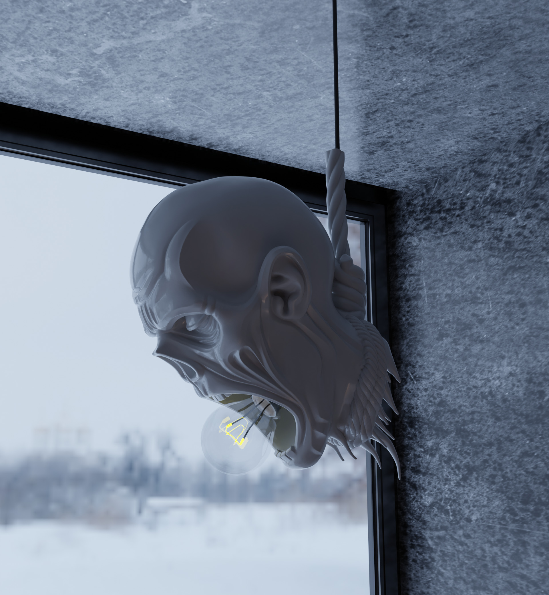 Last Light Hanging Zombie Horror Lamp 3D print model_2