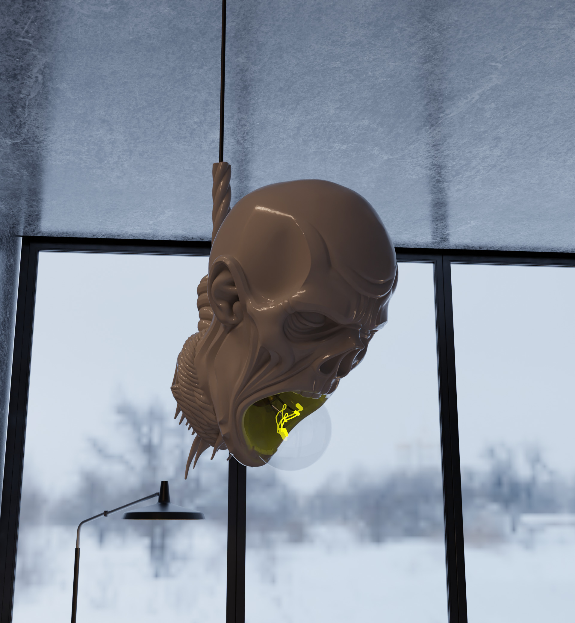 Last Light Hanging Zombie Horror Lamp 3D print model_3