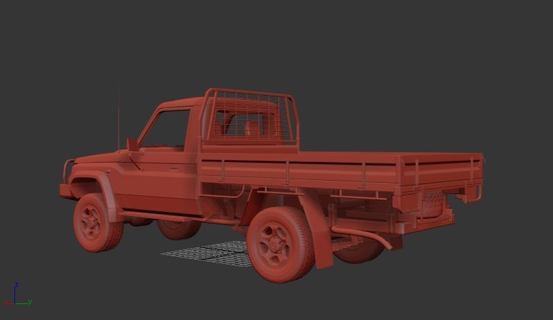 Toyota Land Cruiser J70 SingleCab AlloyTray 2008 3D print model_2