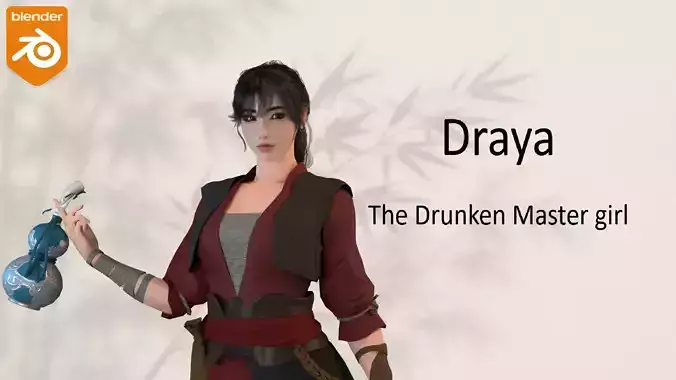 Draya the drunken master girl Low-poly 3D model