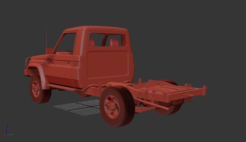 Toyota Land Cruiser J70 SingleCab Chassis 2008 3D print model_2