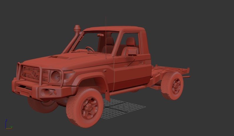 Toyota Land Cruiser J70 SingleCab Chassis 2008 3D print model_1