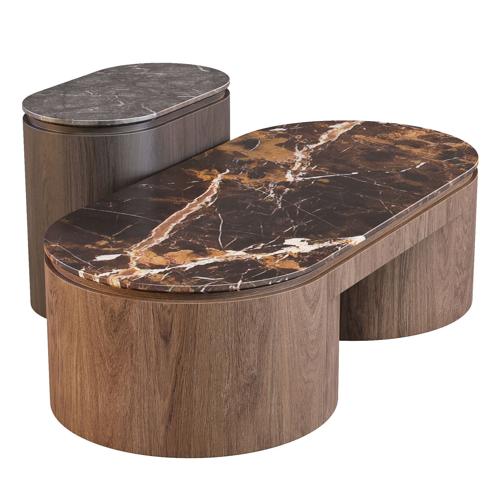 GlobeWest Pluto Oval - Coffee and Side Table 3D model_1