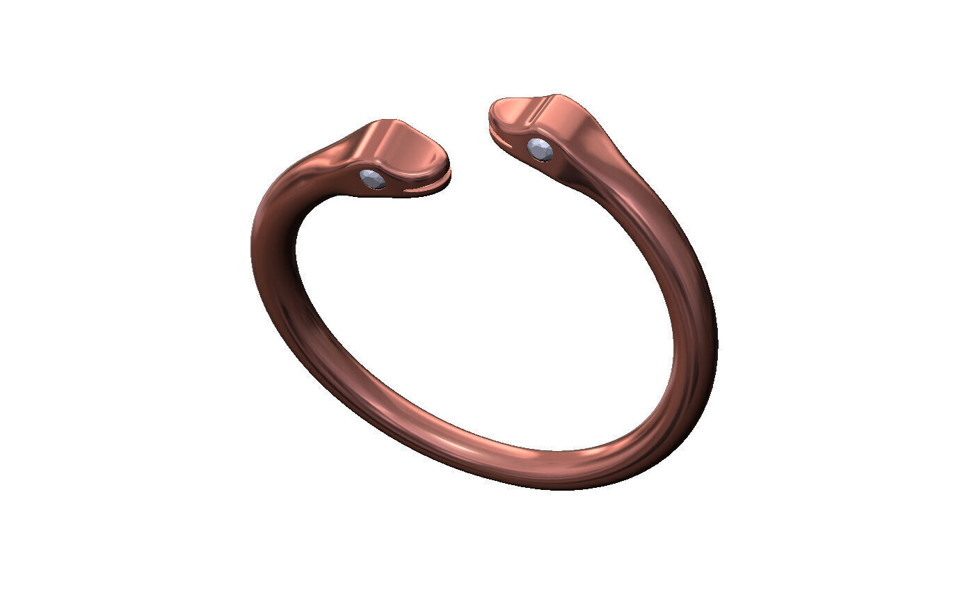 Double bypass diamond eyes minimalist serpent US size 6to10 3D print model_12