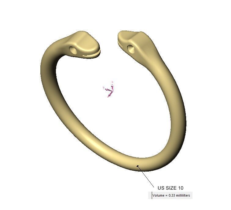 Double bypass diamond eyes minimalist serpent US size 6to10 3D print model_14