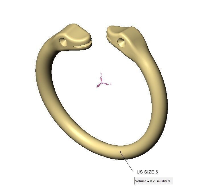Double bypass diamond eyes minimalist serpent US size 6to10 3D print model_13