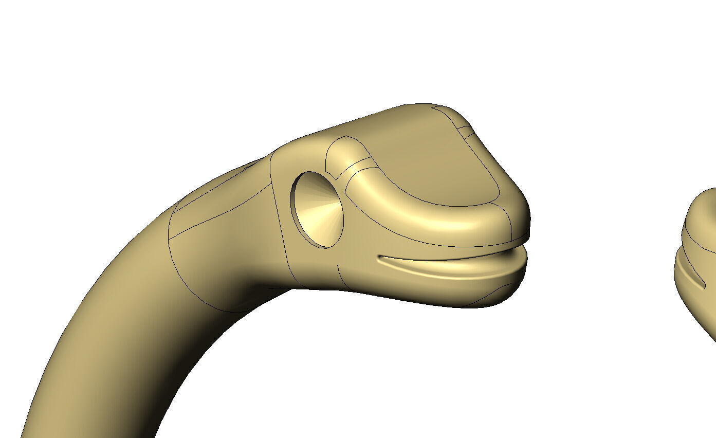 Double bypass diamond eyes minimalist serpent US size 6to10 3D print model_10