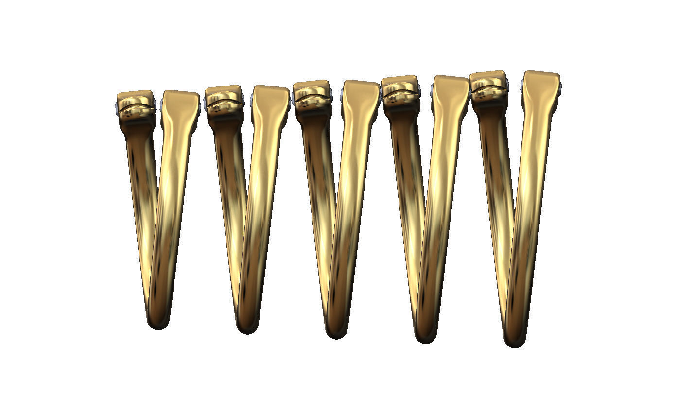 Double bypass diamond eyes minimalist serpent US size 6to10 3D print model_2