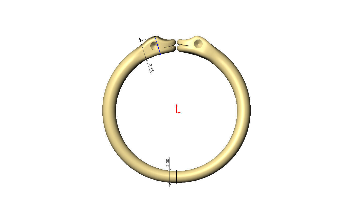 Double bypass diamond eyes minimalist serpent US size 6to10 3D print model_7