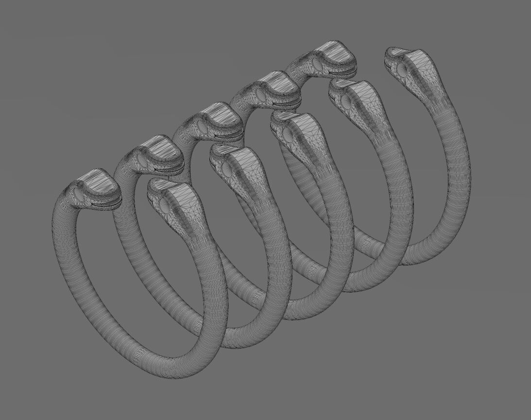 Double bypass diamond eyes minimalist serpent US size 6to10 3D print model_15