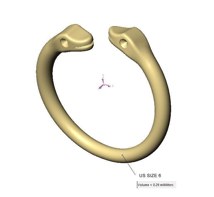 Double bypass diamond eyes minimalist serpent US size 6to10 3D print model_18