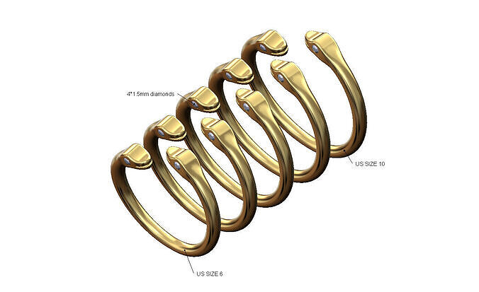 Double bypass diamond eyes minimalist serpent US size 6to10 3D print model