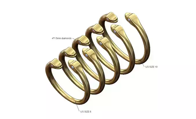 Double bypass diamond eyes minimalist serpent US size 6to10