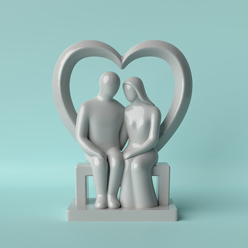 Minimalist Heart with Loving Couple 3D print model