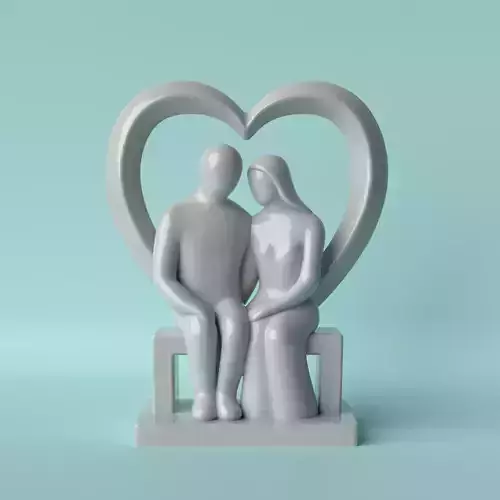 Minimalist Heart with Loving Couple