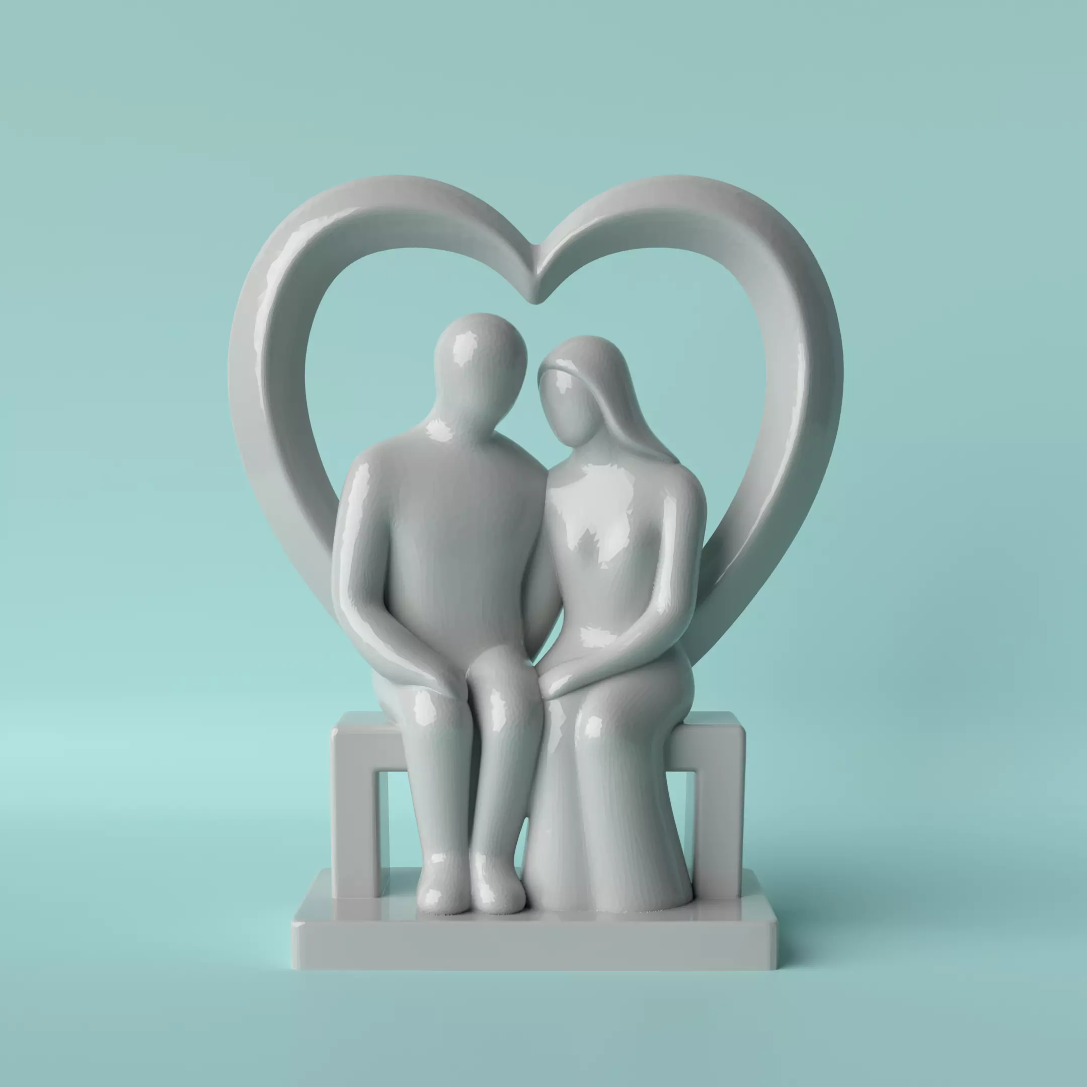 Minimalist Heart with Loving Couple 3D print model