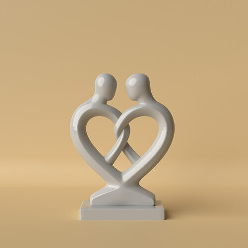 Minimalist Heart with Loving Couple 3D print model