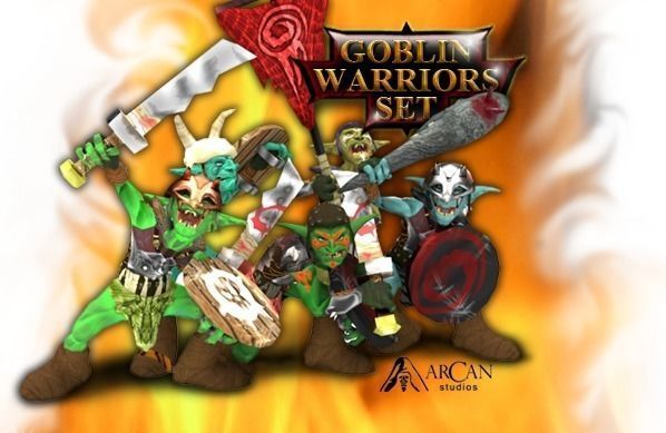 Goblin warrior set Low-poly 3D model_0