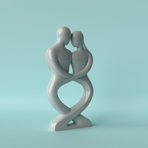 Essential Union  Minimalist Couple Sculpture 3D print model
