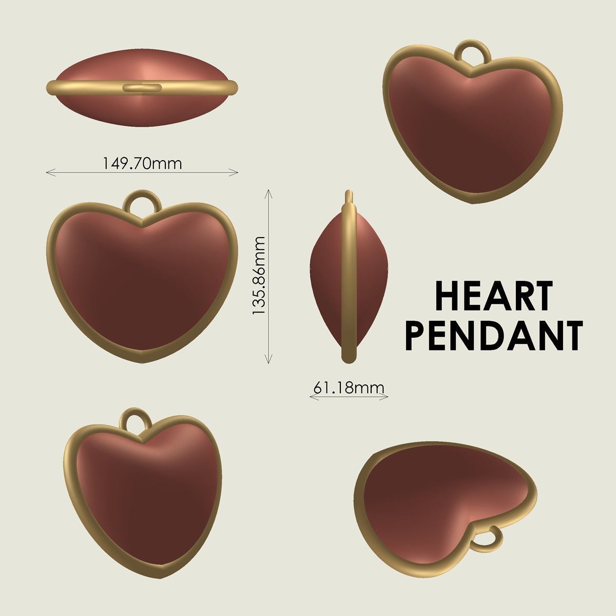 Heart Pendant 3D print model_3