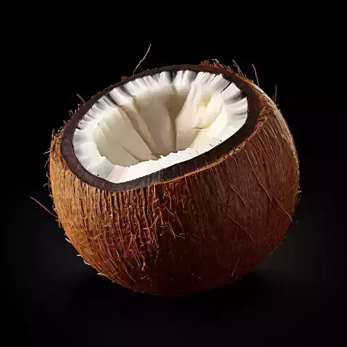 Realistic Half Cut Coconut 3D Model Low-poly 3D model