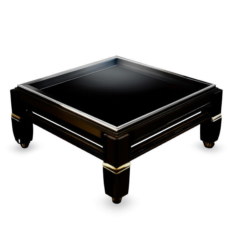 Modern Black Glass Coffee Table Low-poly 3D model_2