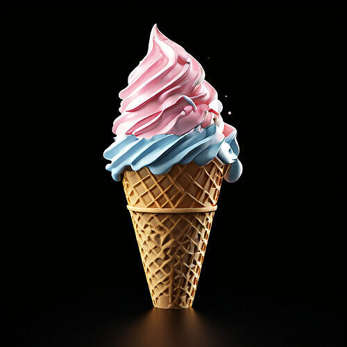 Realistic Melting Double Scoop Ice Cream Low-poly 3D model