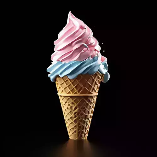 Realistic Melting Double Scoop Ice Cream