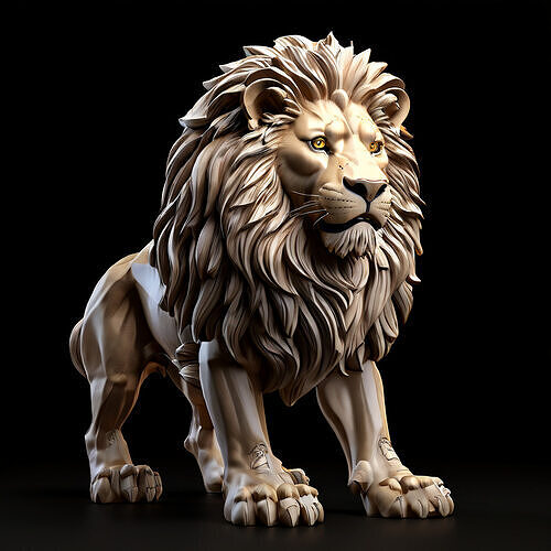 Majestic Lion Statue 3D Model Low-poly 3D model