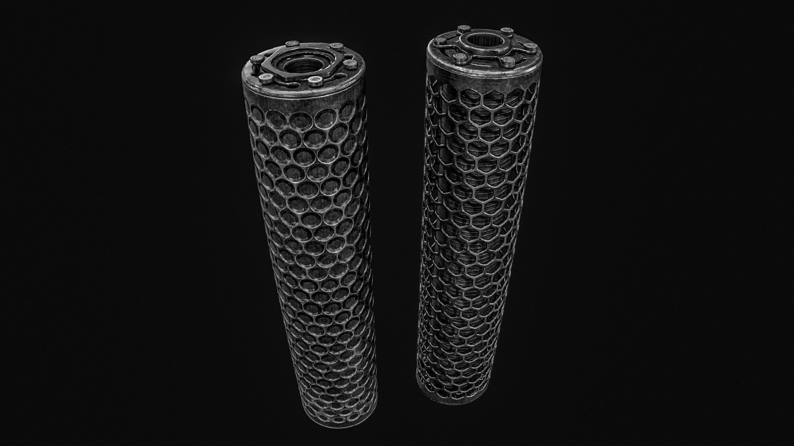 Advanced Silencer 2 pack Low-poly 3D model_19