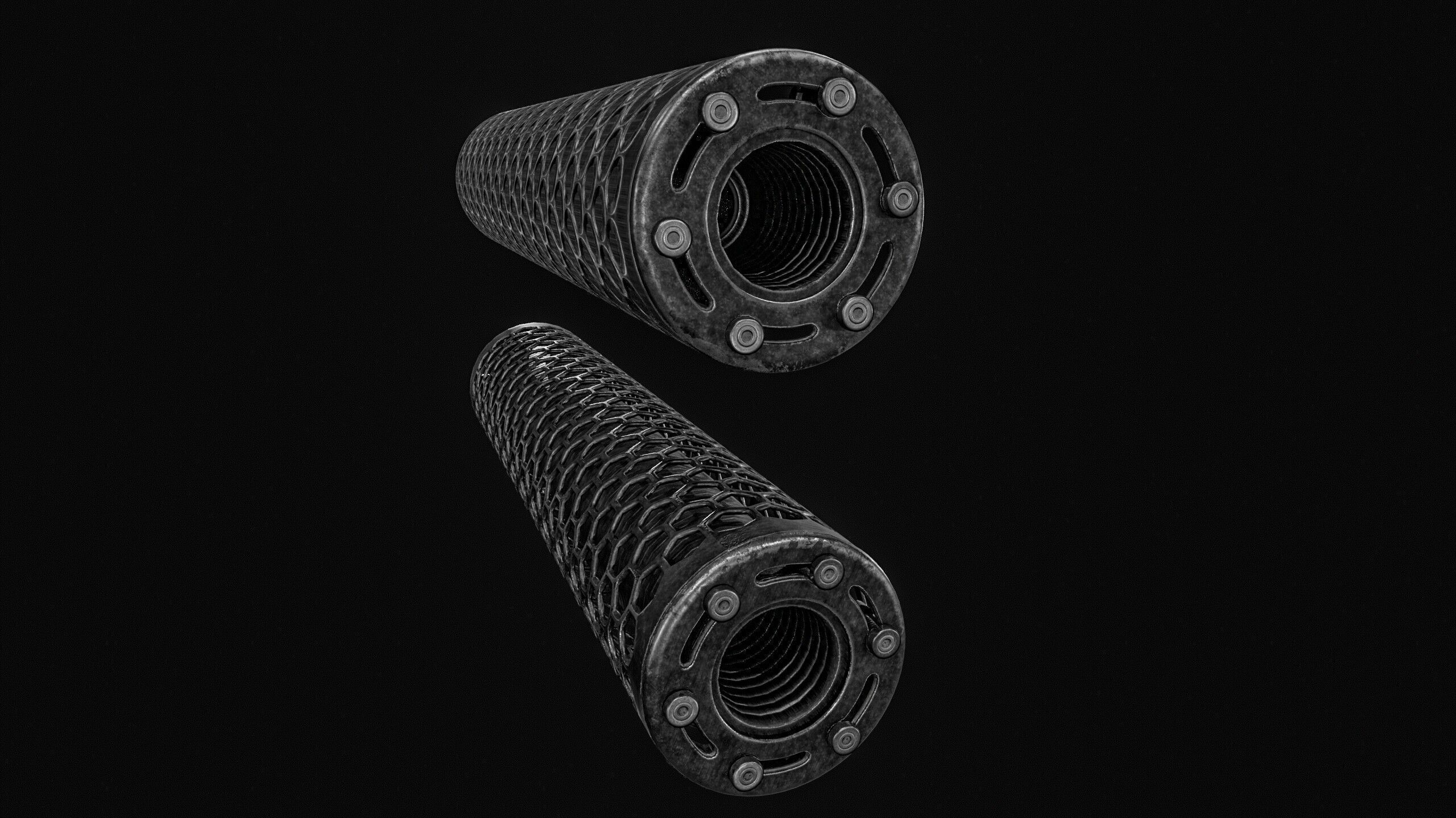 Advanced Silencer 2 pack Low-poly 3D model_13