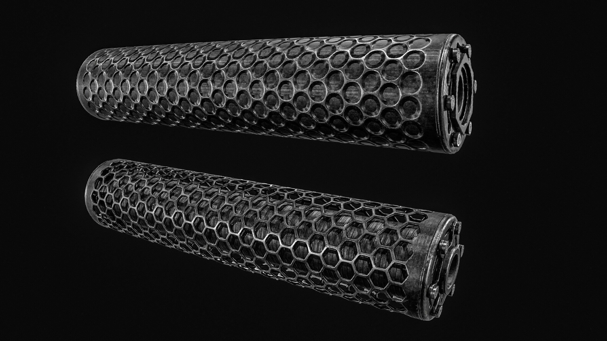 Advanced Silencer 2 pack Low-poly 3D model_11