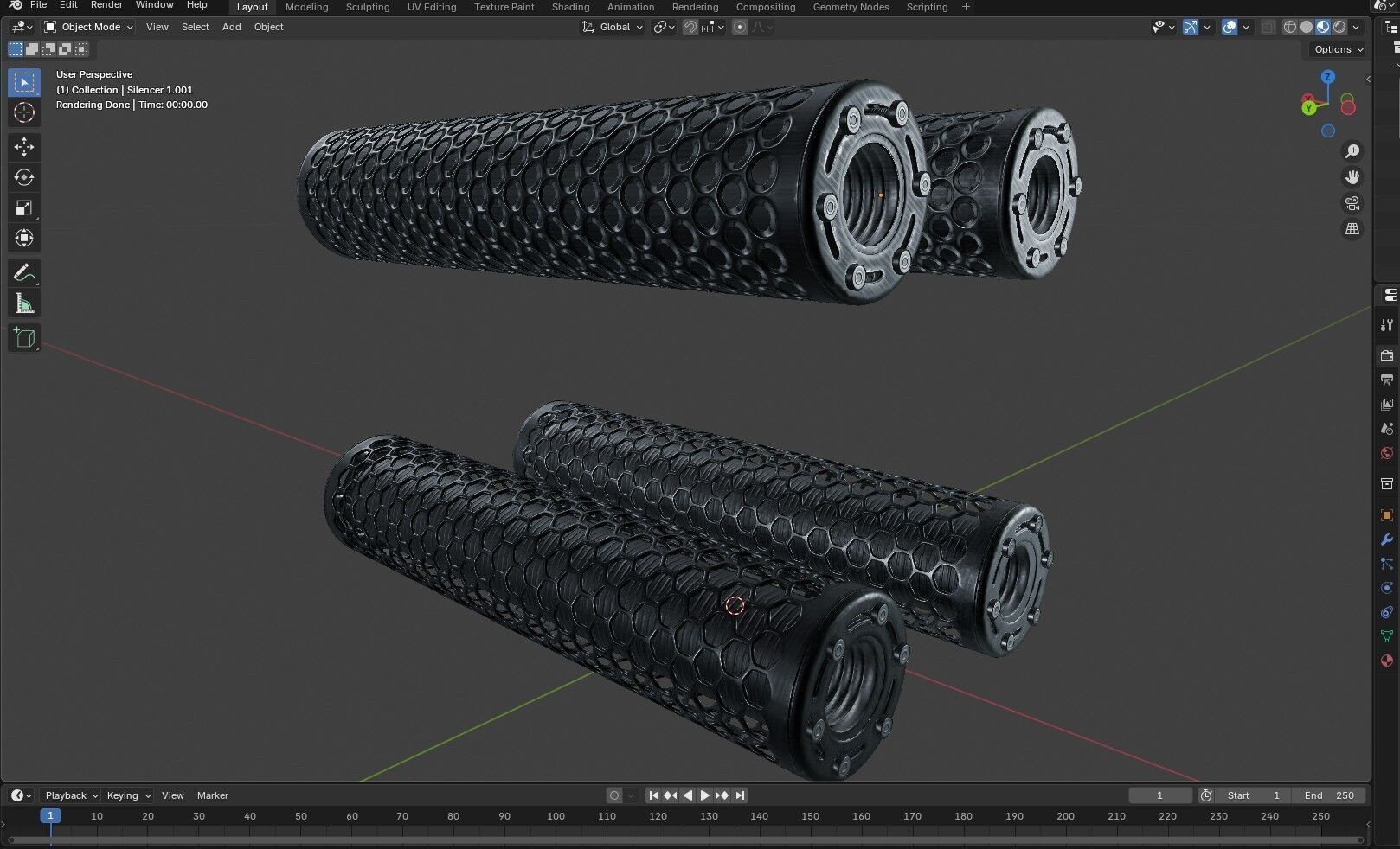 Advanced Silencer 2 pack Low-poly 3D model_22