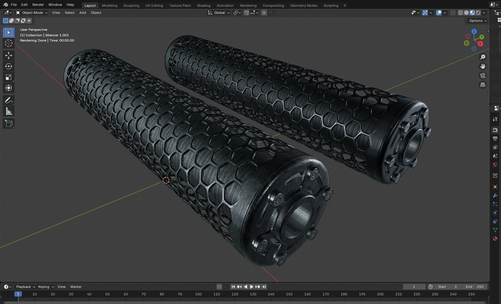 Advanced Silencer 2 pack Low-poly 3D model_23