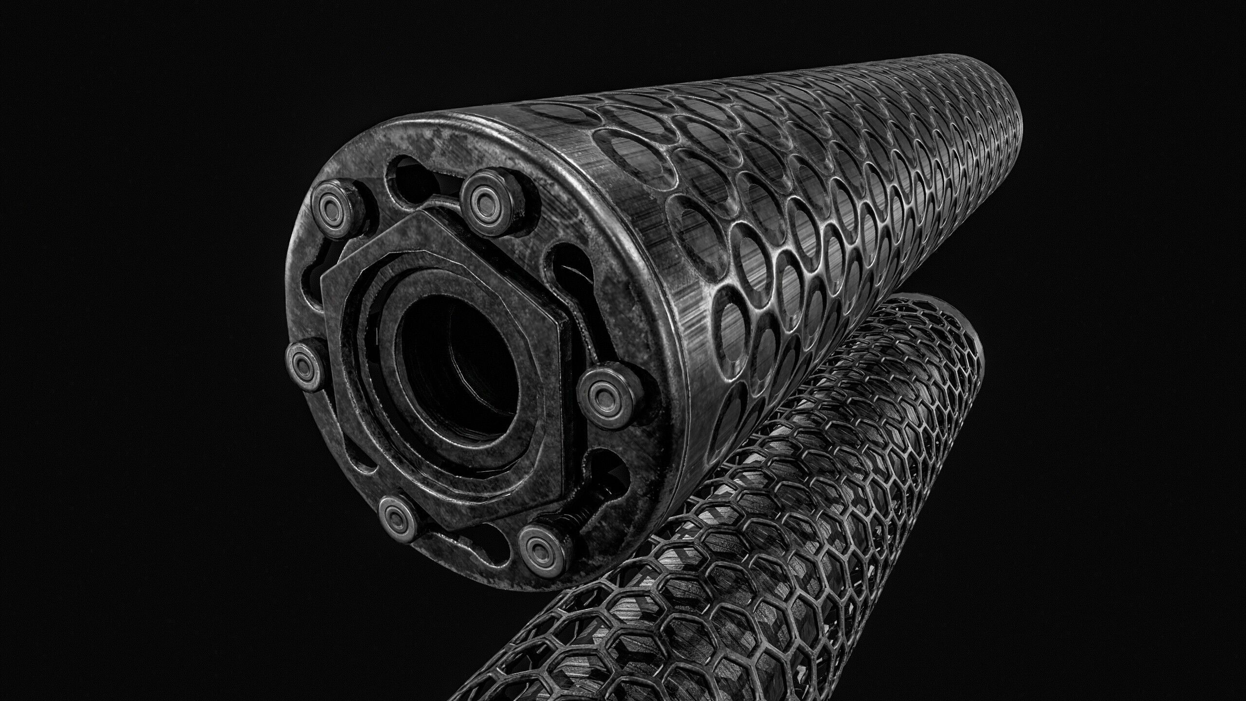 Advanced Silencer 2 pack Low-poly 3D model_5