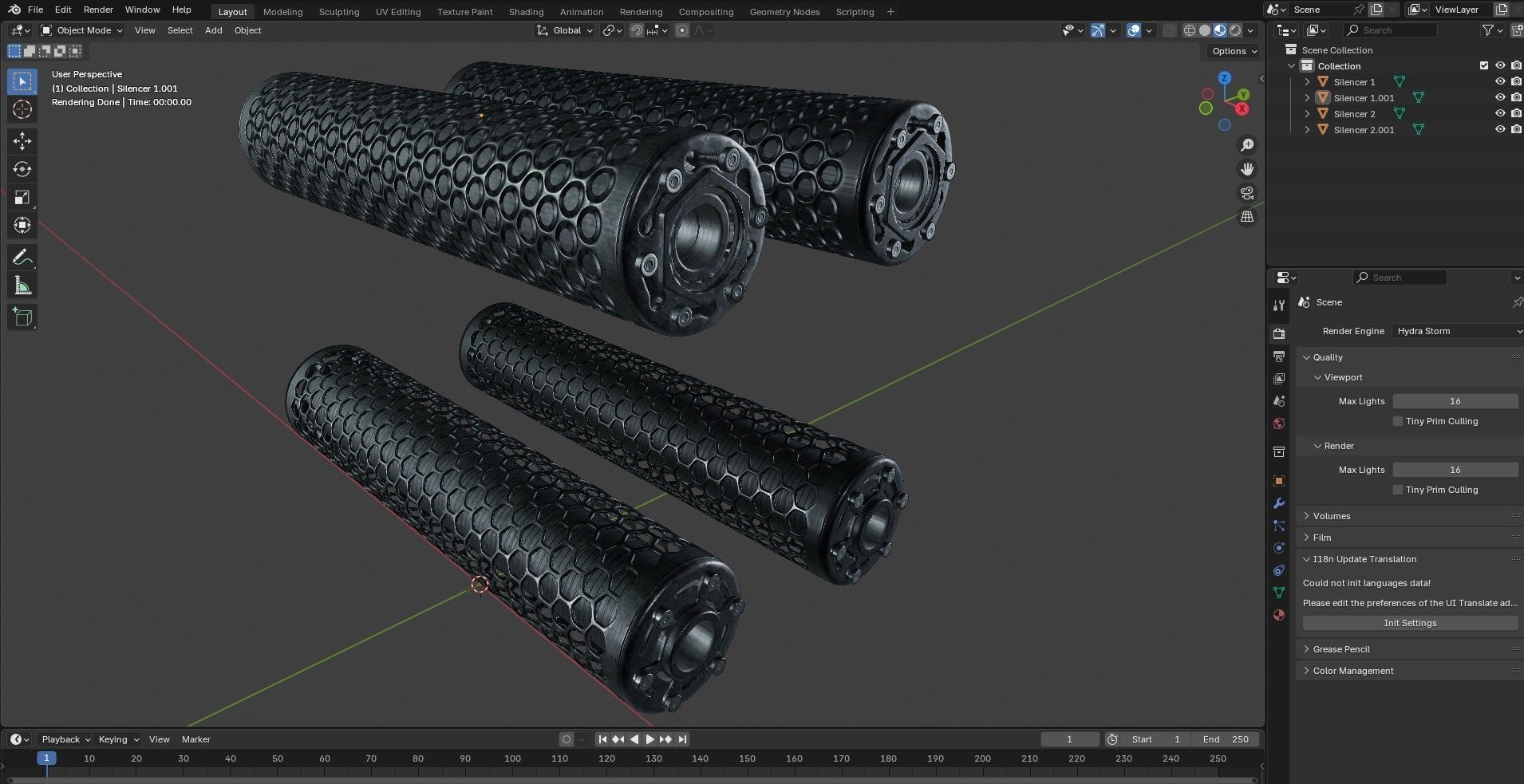 Advanced Silencer 2 pack Low-poly 3D model_20
