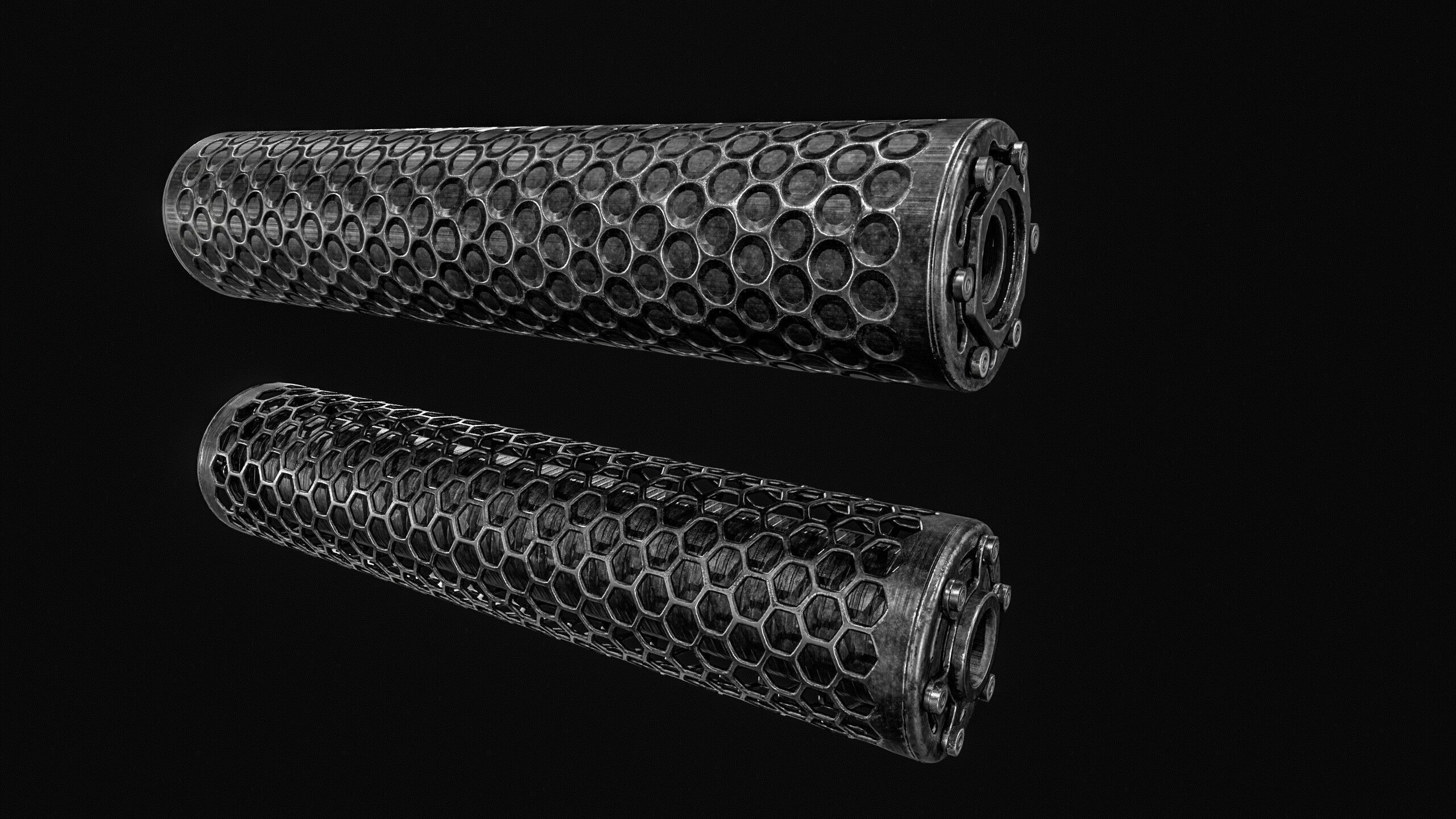 Advanced Silencer 2 pack Low-poly 3D model_2