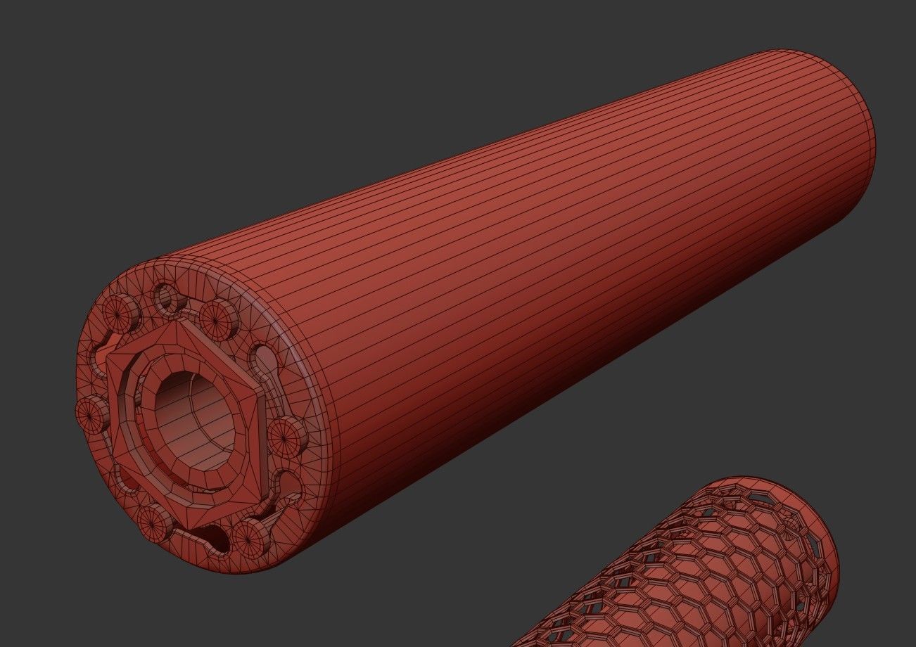 Advanced Silencer 2 pack Low-poly 3D model_27