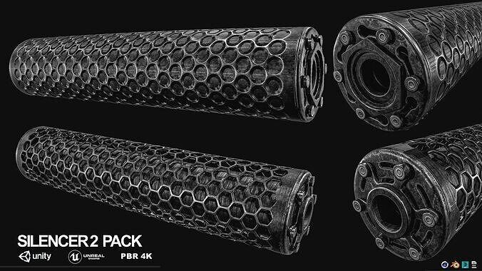 Advanced Silencer 2 pack Low-poly 3D model