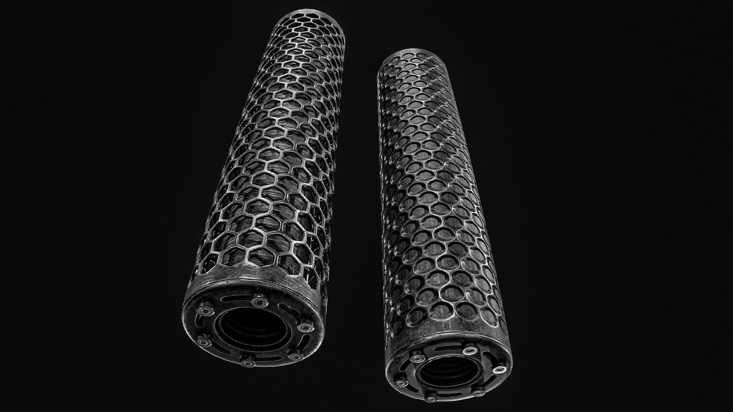 Advanced Silencer 2 pack Low-poly 3D model_17