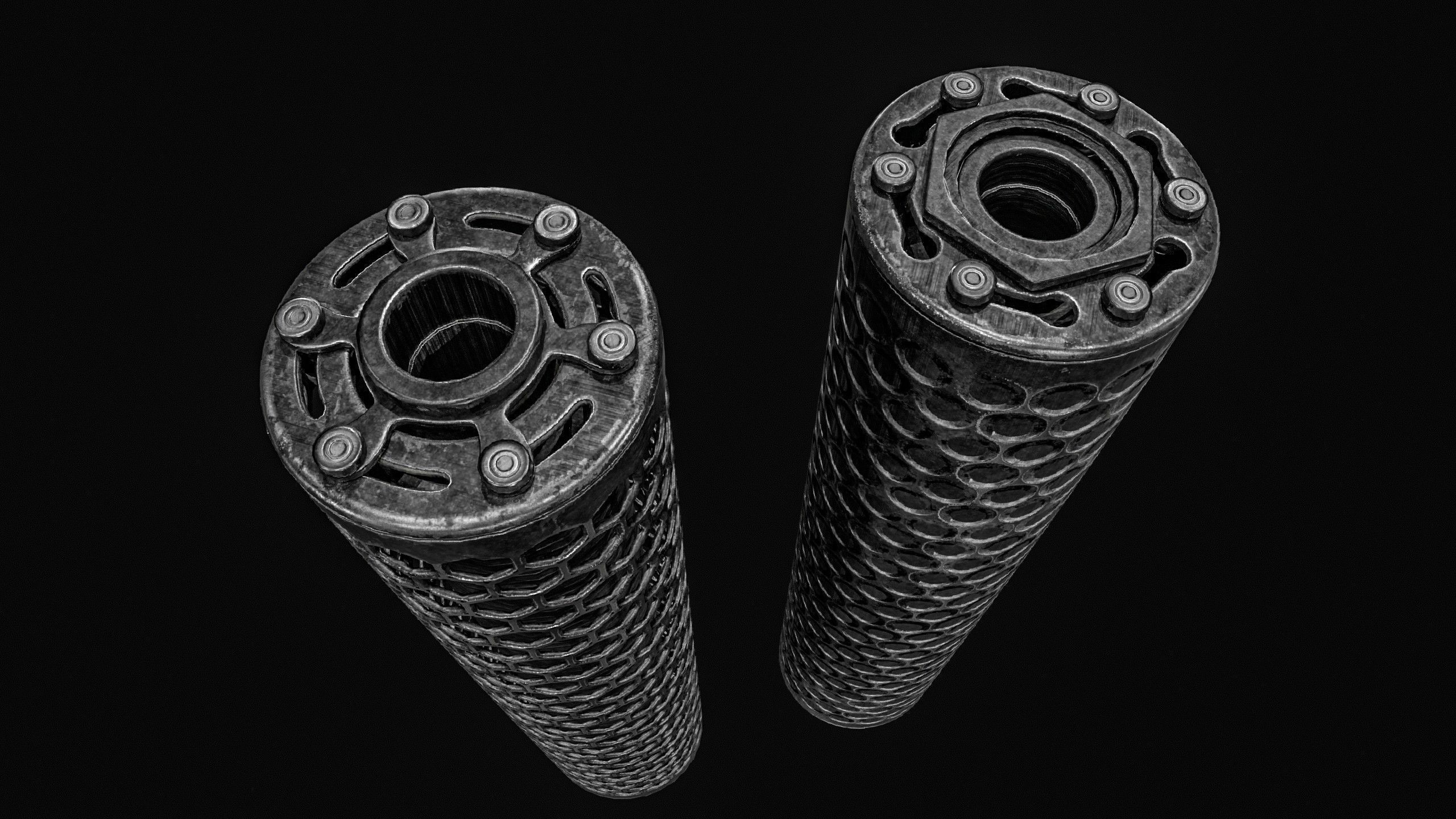 Advanced Silencer 2 pack Low-poly 3D model_16