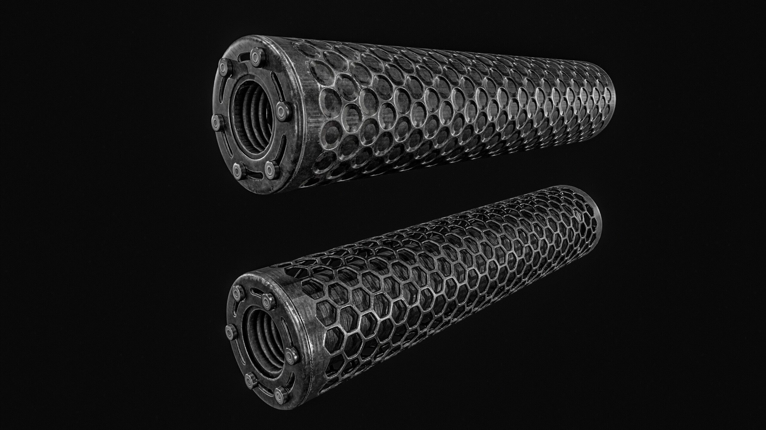 Advanced Silencer 2 pack Low-poly 3D model_12