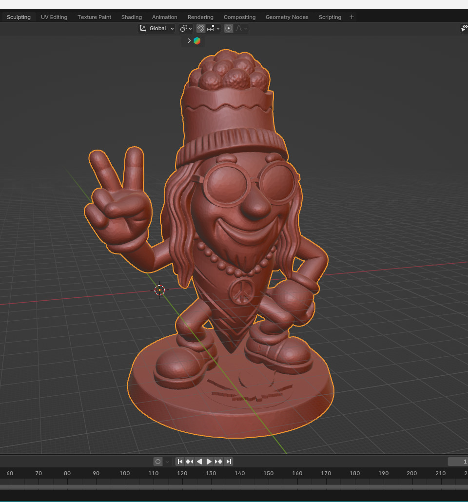 Bluntito Hippie Weed Mascot Sculpture 3D print model_2