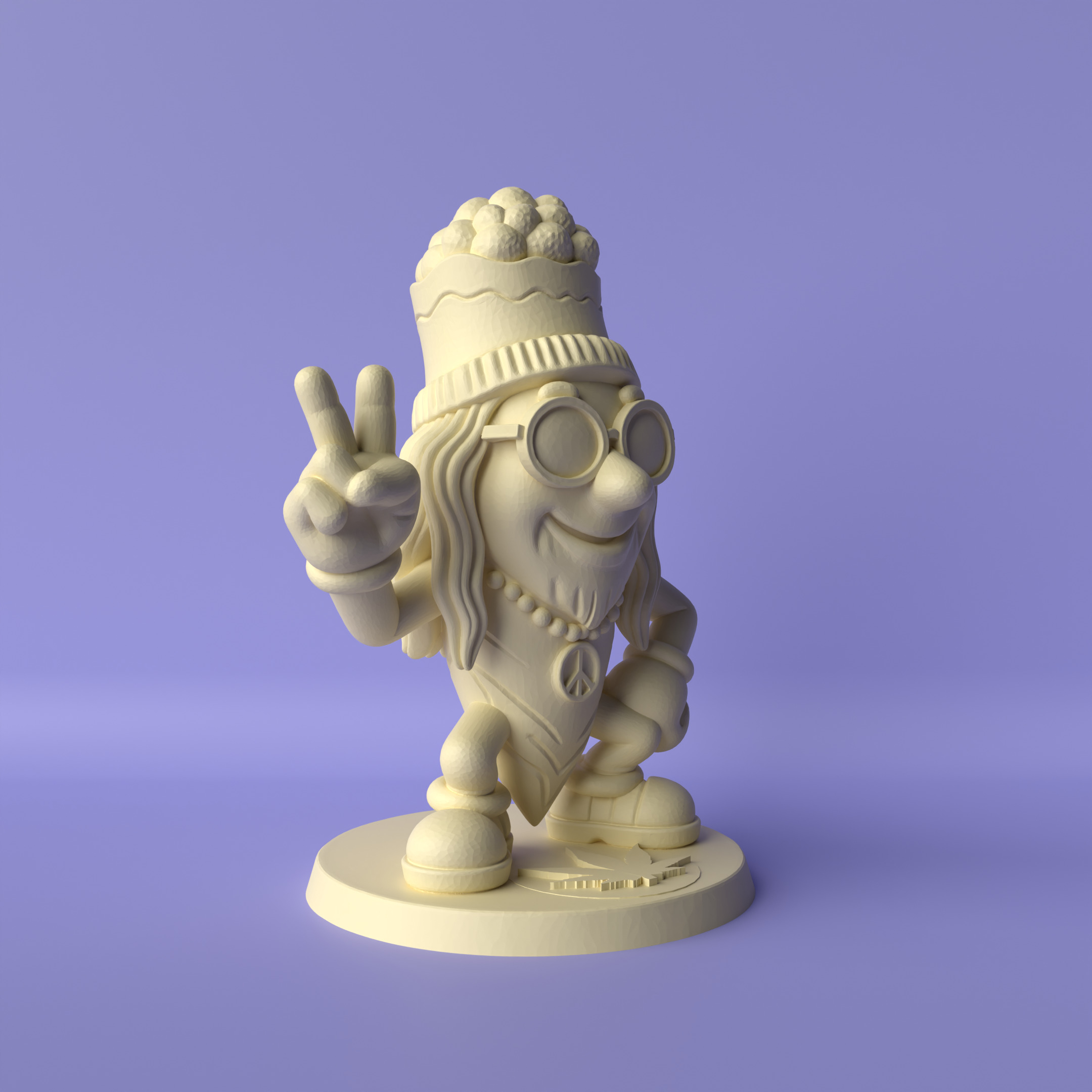 Bluntito Hippie Weed Mascot Sculpture 3D print model_3